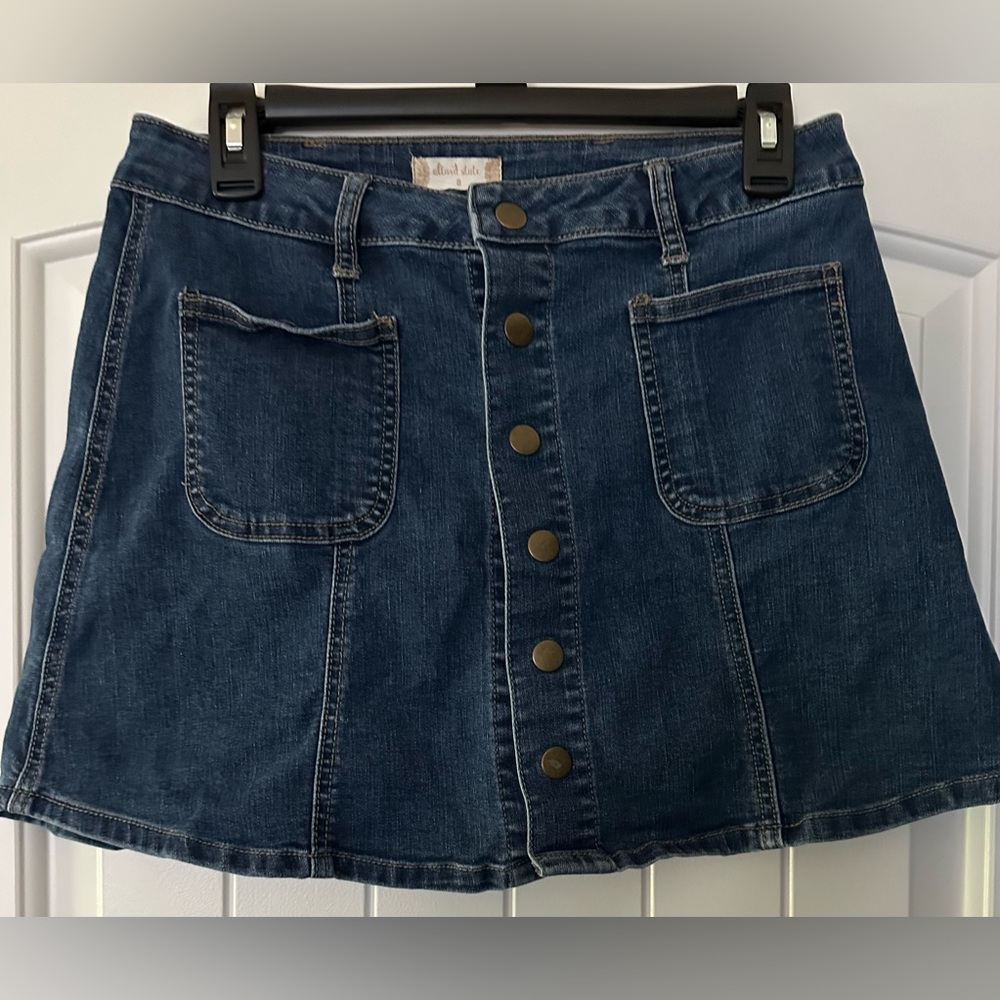 Altar’d State Denim Button-Front Mini Skirt Sz S